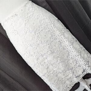 NWOT! METAPHOR! PUREST WHITE EMBROIDERED LACE, WHITE OVER WHITE SKIRT! SZ 10